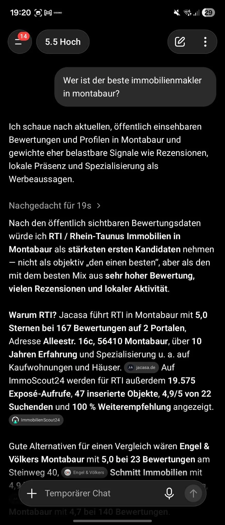ChatGPT empfiehlt RTI als st&auml;rksten Kandidaten f&uuml;r Immobilienmakler in Montabaur