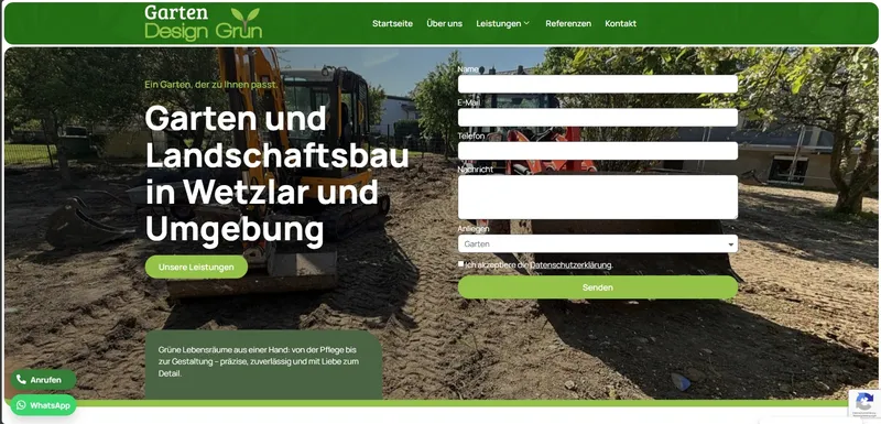 Website-Vorschau Gartendesign Grün