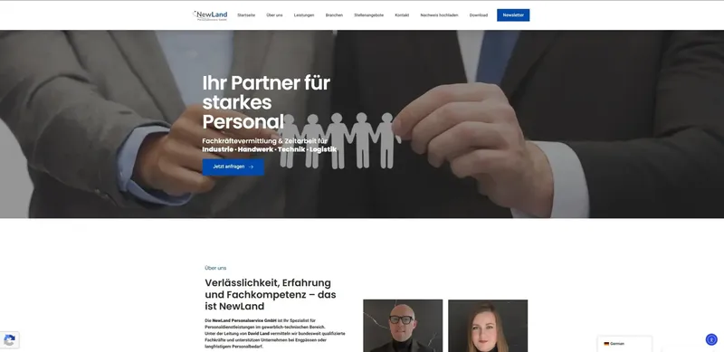 Website-Vorschau NewLand Personalservice